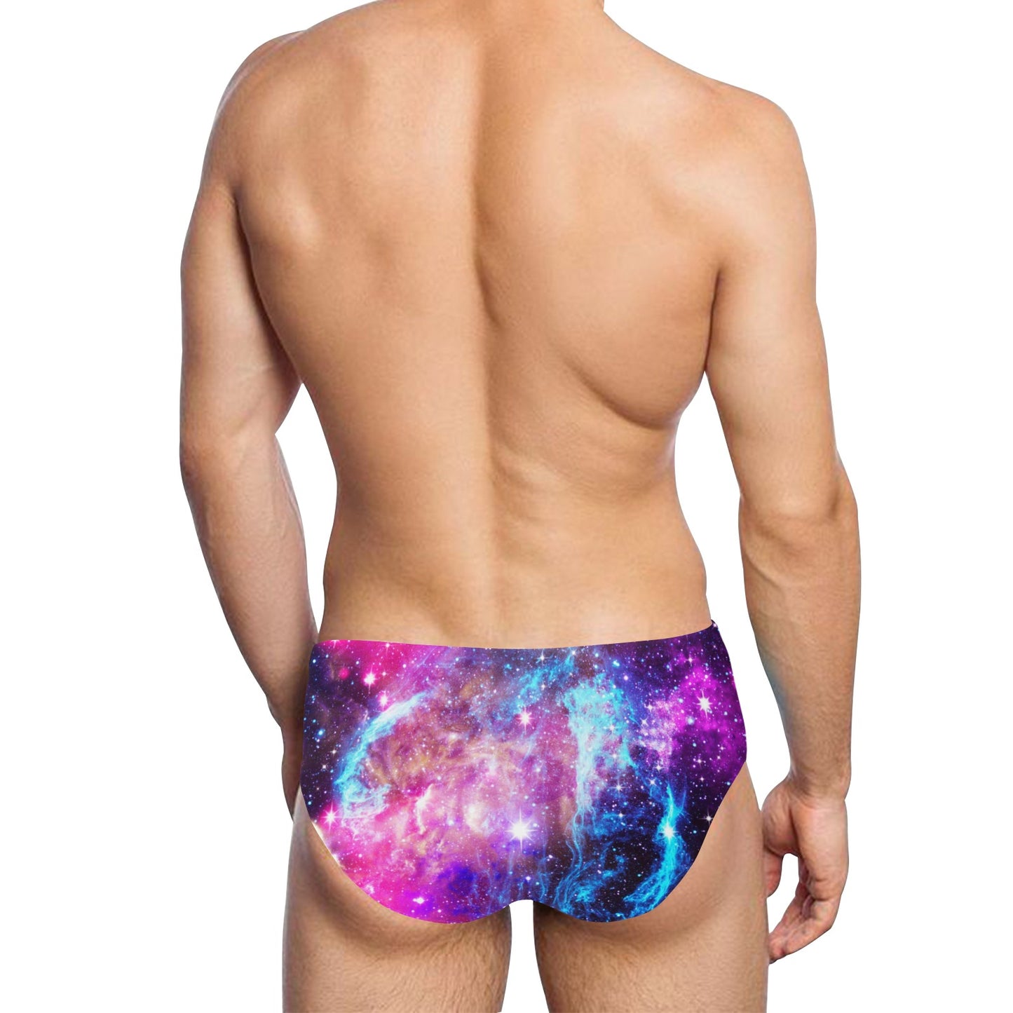 Galaxy Night Purple Space Print Men's Swimming Briefs