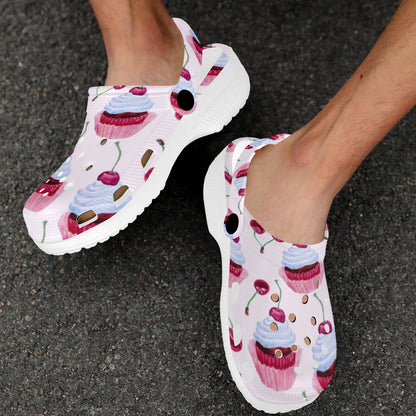 Cherry Cupcake Pink Pattern Unisex Clogs Shoes
