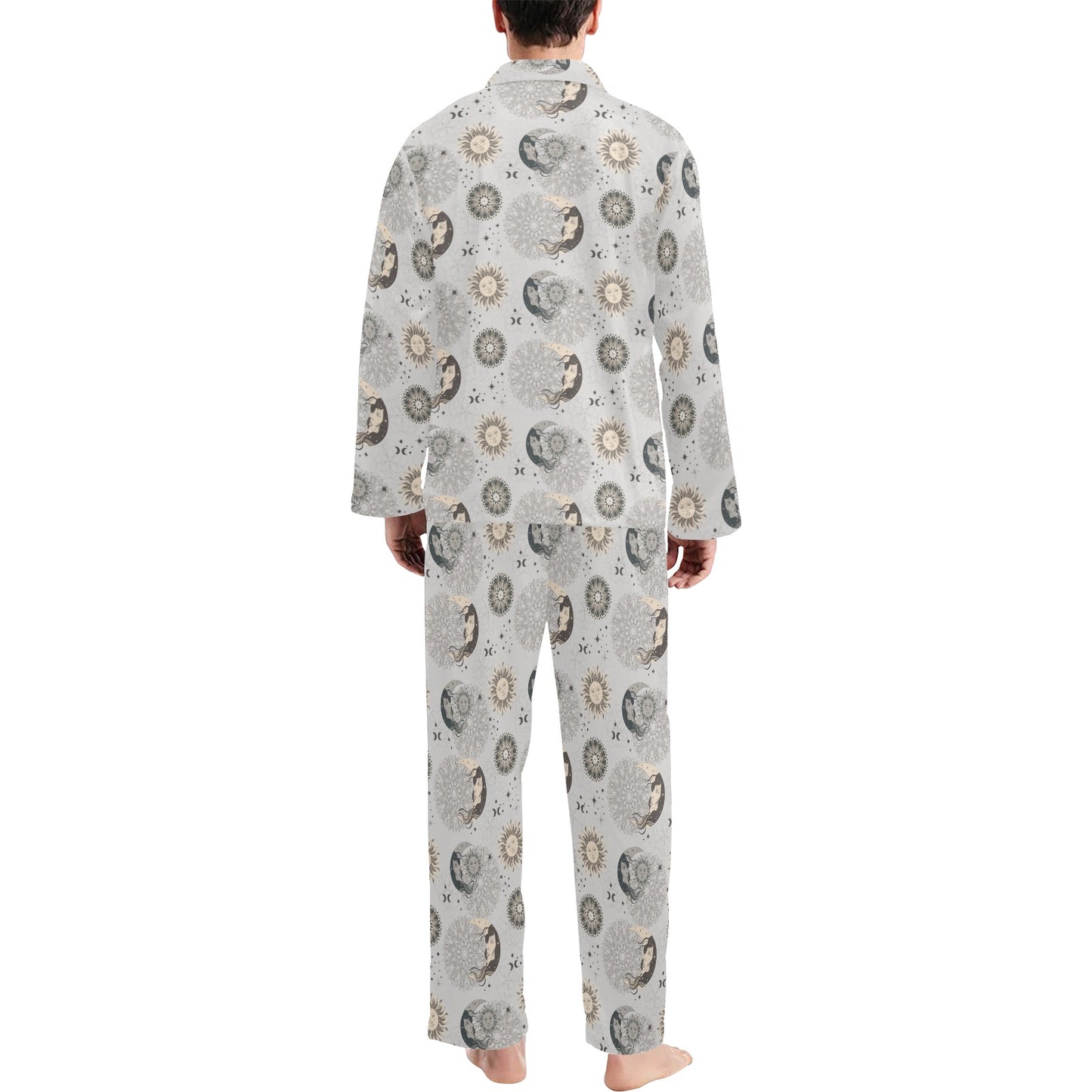 Sun Moon Print Design LKS302 Men's Long Pajama Set