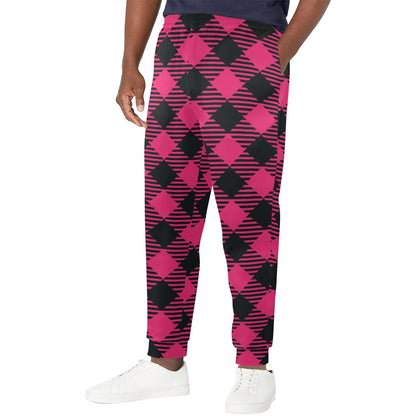 Buffalo check Pink Pattern Print Design 01 Men's Casual Track Pants