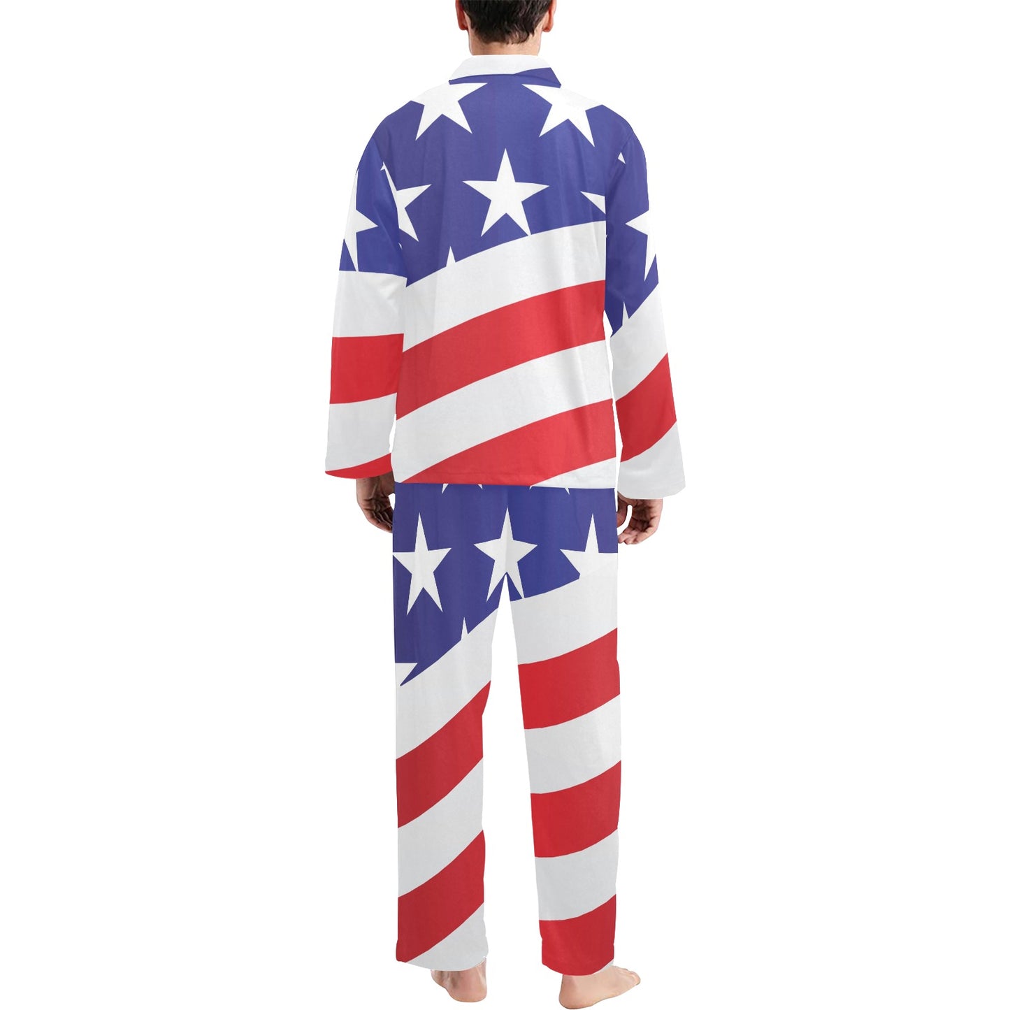 American flag Print Men's Long Pajama Set