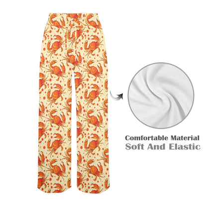 Crab Pattern Print Design 01 Women's Wide Leg Lounge Pants