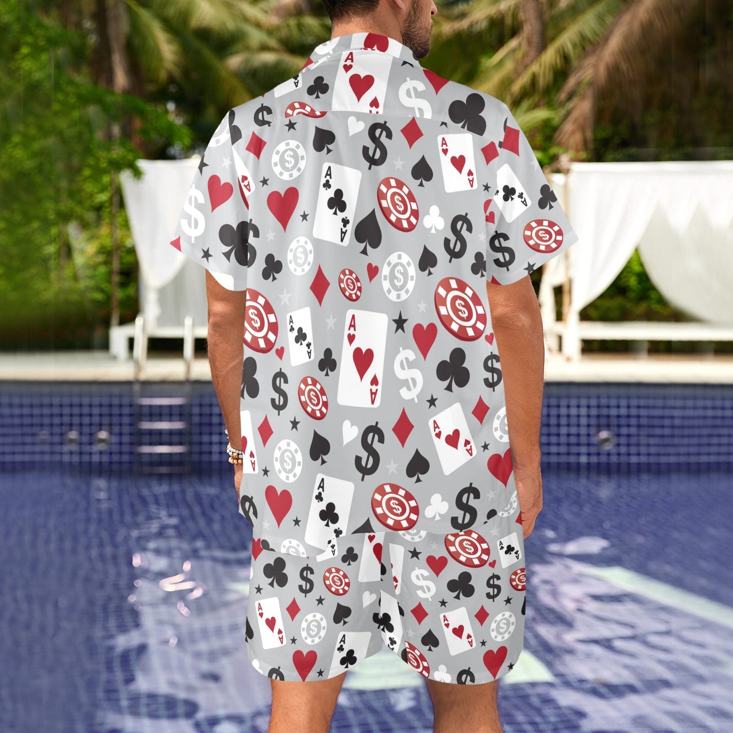 Casino Pattern Print Design 01 Men's Beach Shirt and Shorts Set