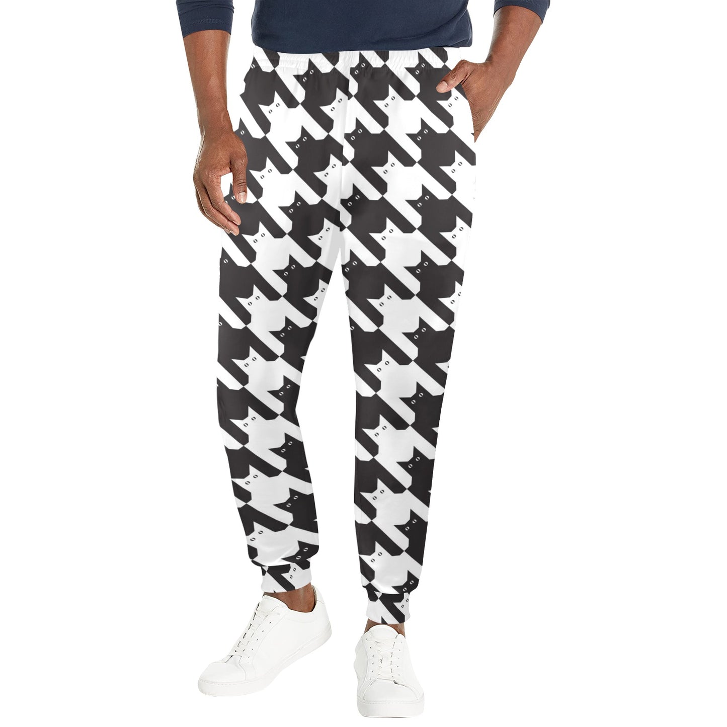 Cat HoundstoothPattern Print Design 01 Men's Casual Track Pants