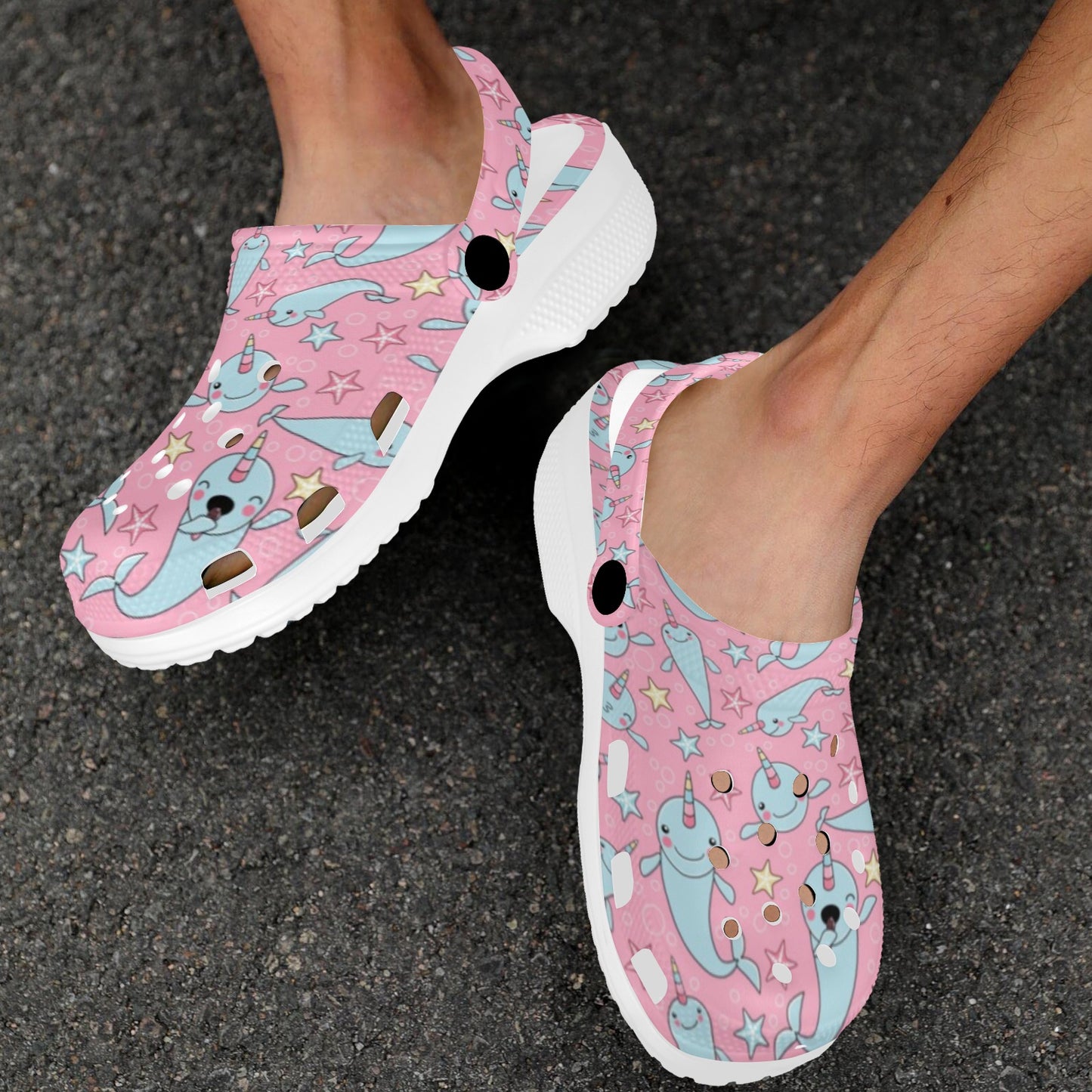 Narwhal Cartoon Cute Print Unisex Clogs Shoes