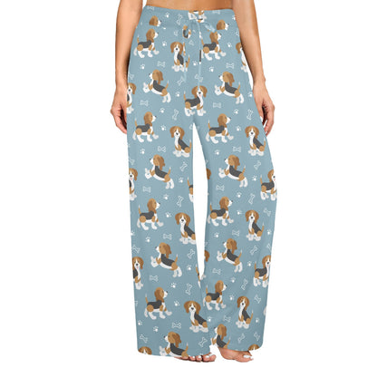 Beagle Pattern Print Design 02 Women's Wide Leg Lounge Pants
