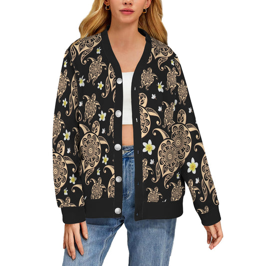 Turtle Polynesian Tribal Hawaiian Women's Cardigan