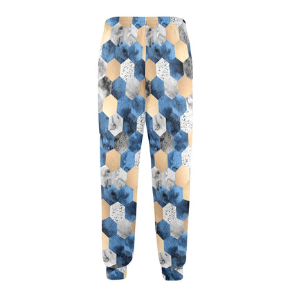 Hexagonal Design Print Pattern JJ0345 Men's Casual Track Pants