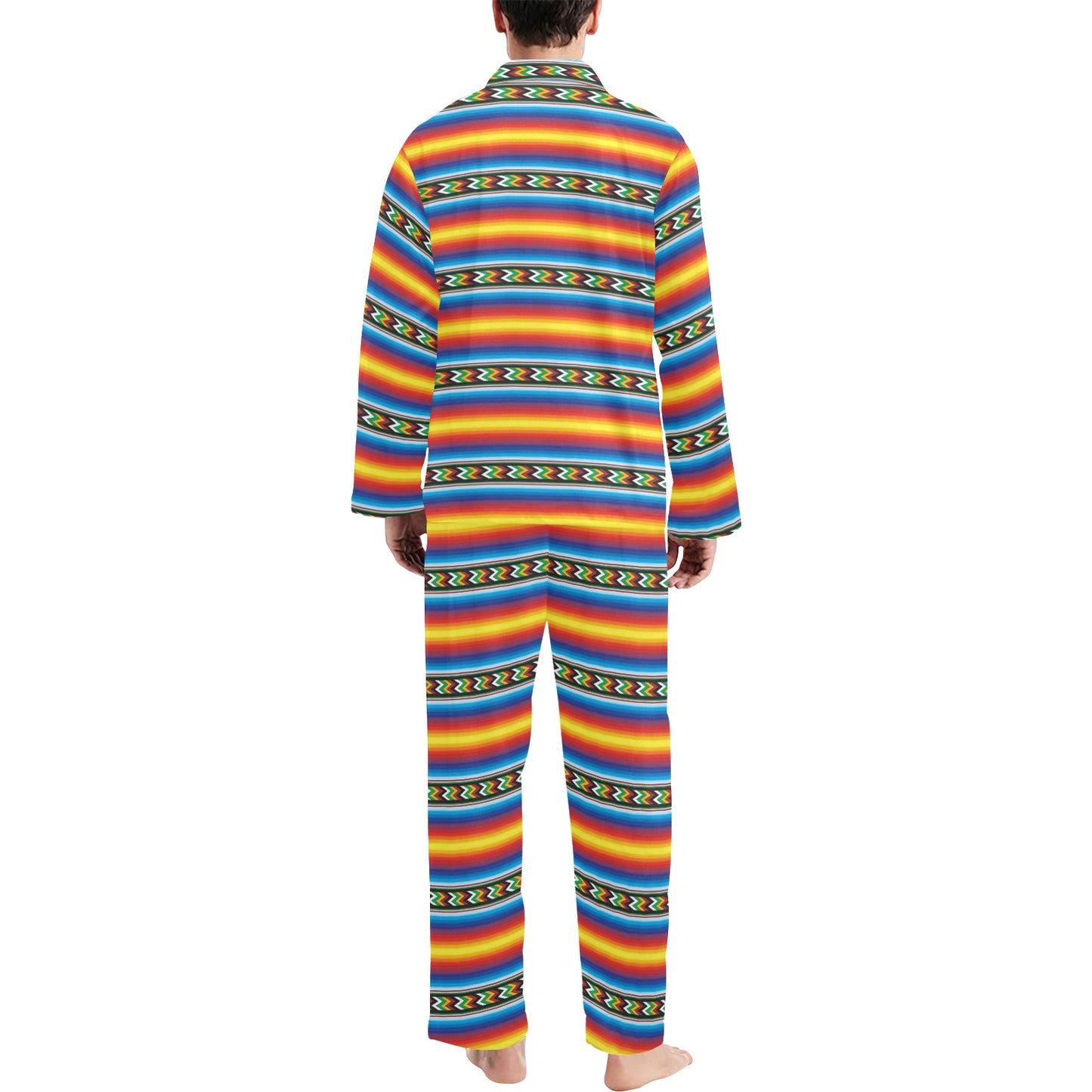 Mexican Blanket ZigZag Print Pattern Men's Long Pajama Set