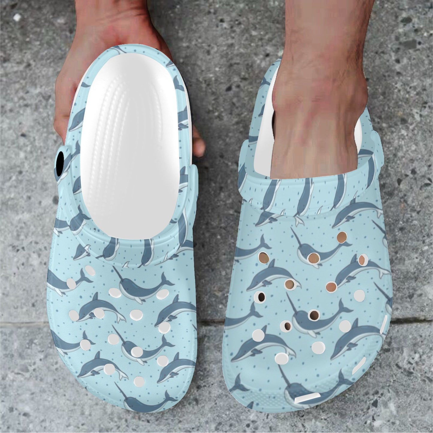 Narwhal Dolphin Print Unisex Clogs Shoes