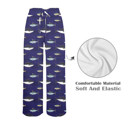 Tuna Fish Print Design LKS304 Women's Wide Leg Lounge Pants