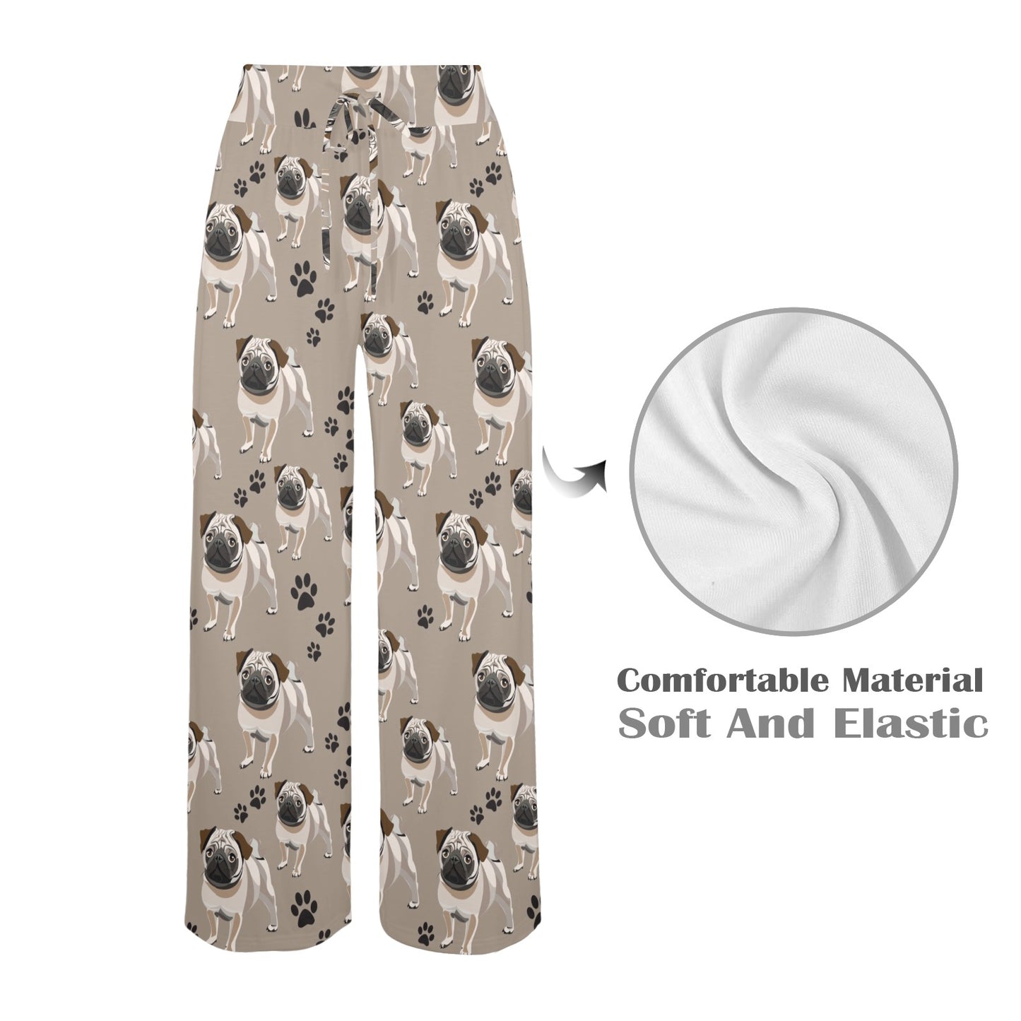 Pug Pattern Print Design A04 Women's Wide Leg Lounge Pants