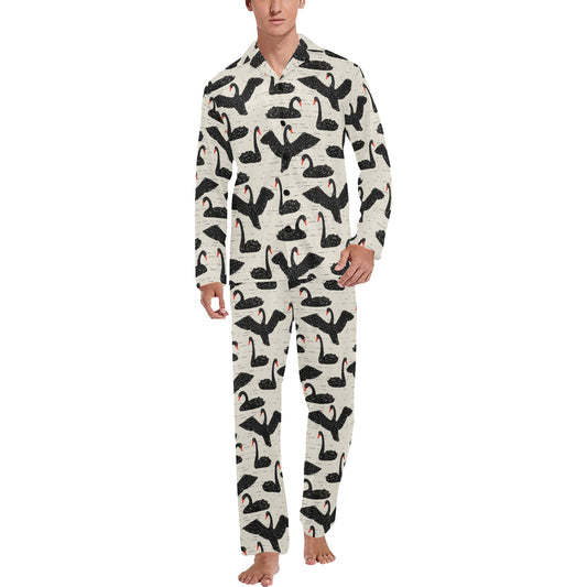 Swan Print Design LKS402 Men's Long Pajama Set