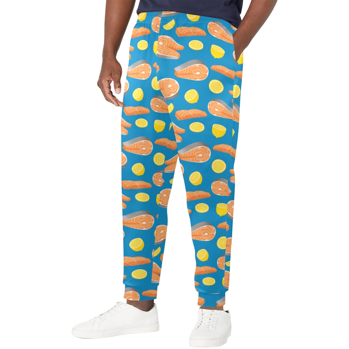 Salmon Steak With Lemon Print Design LKS308 Men's Casual Track Pants