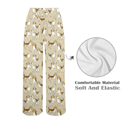 Beagle Pattern Print Design 04 Women's Wide Leg Lounge Pants