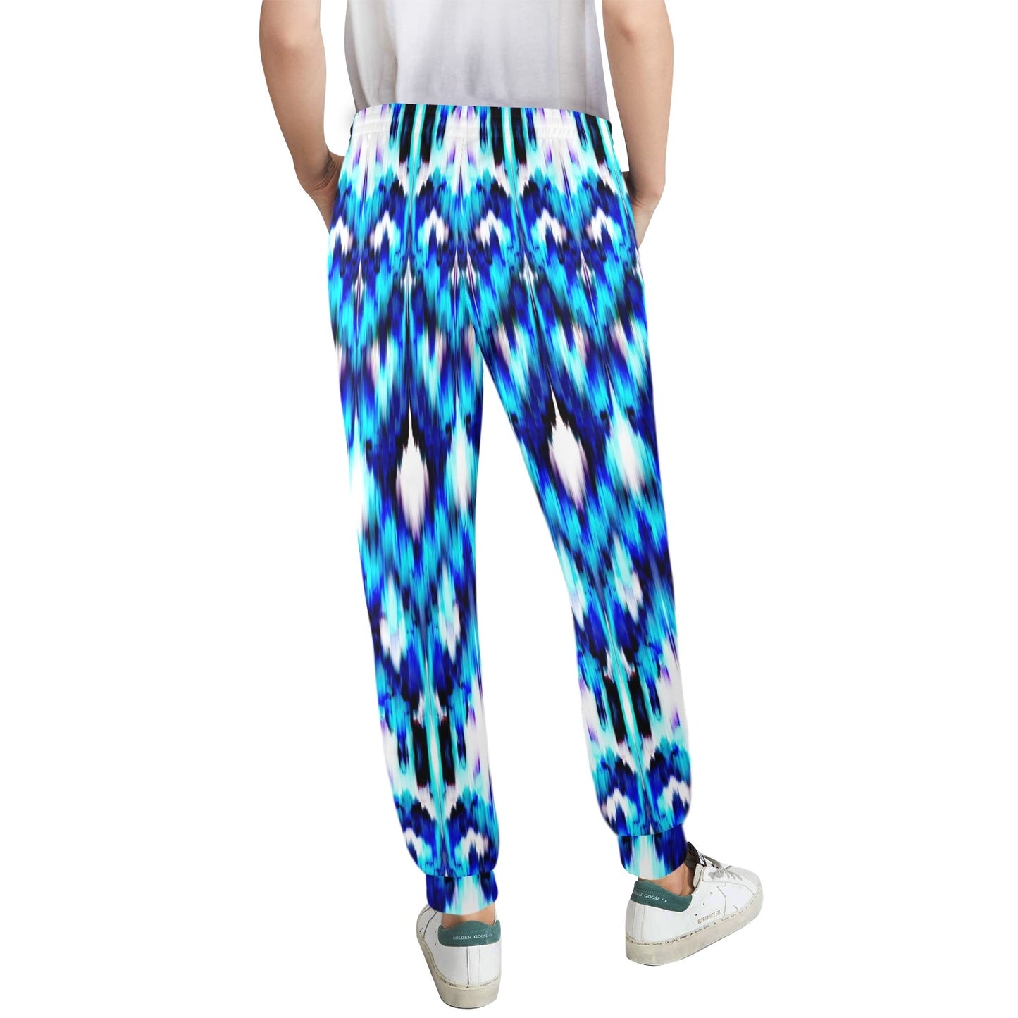 Ikat Blue Pattern Print Design 01 Women's Casual Track Pants