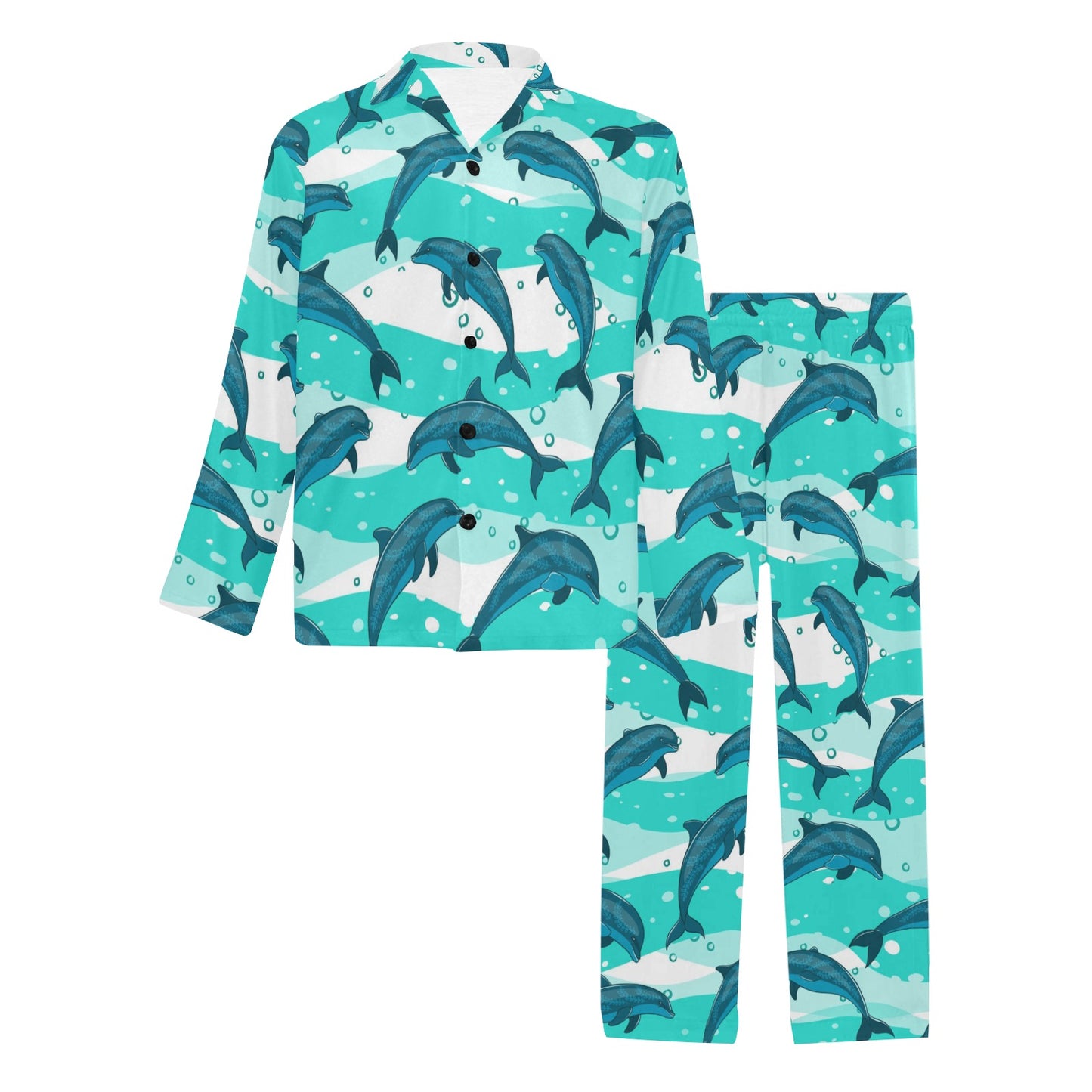 Dolphin Design Print Pattern Men's Long Pajama Set