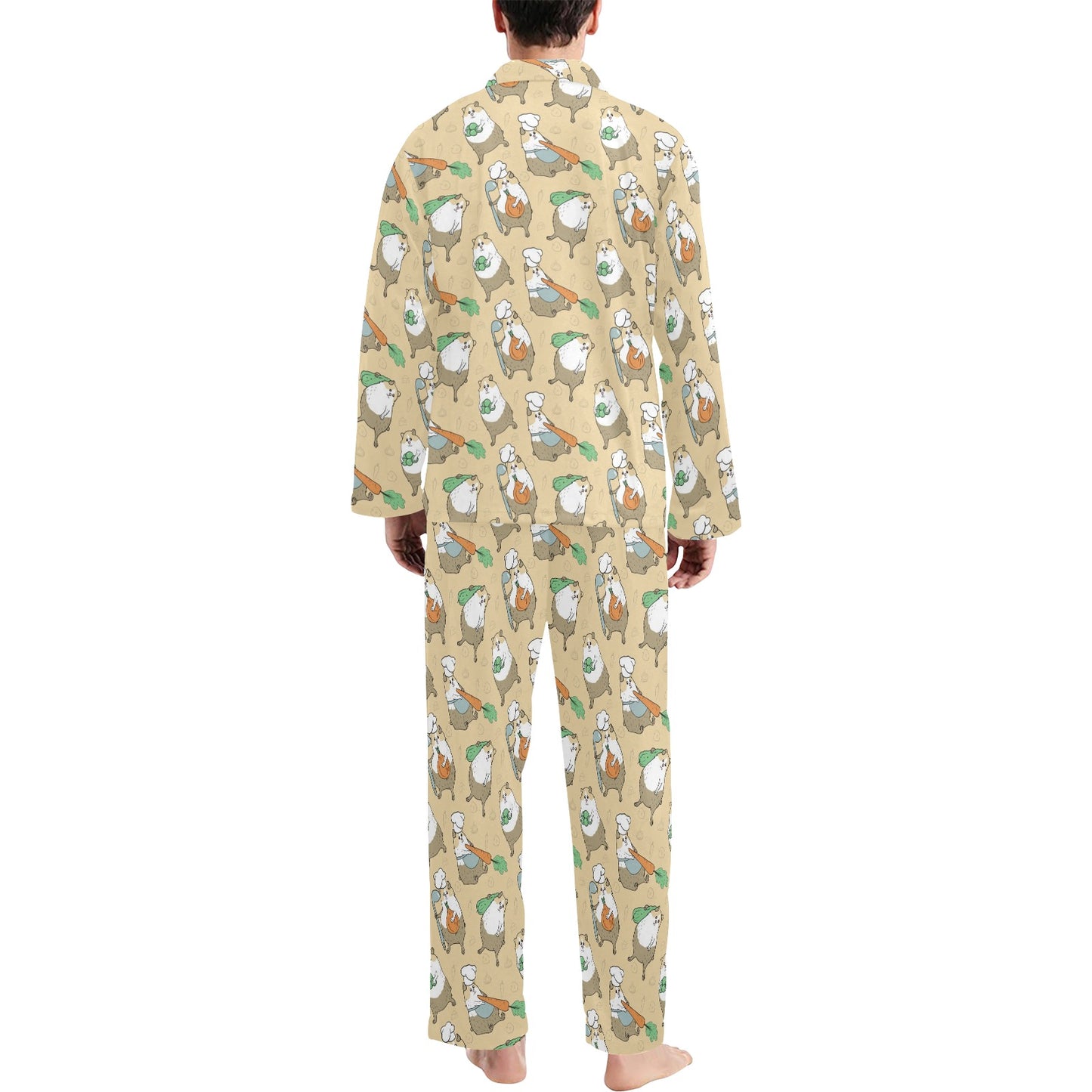 Guinea Pig Print Design LKS401 Men's Long Pajama Set