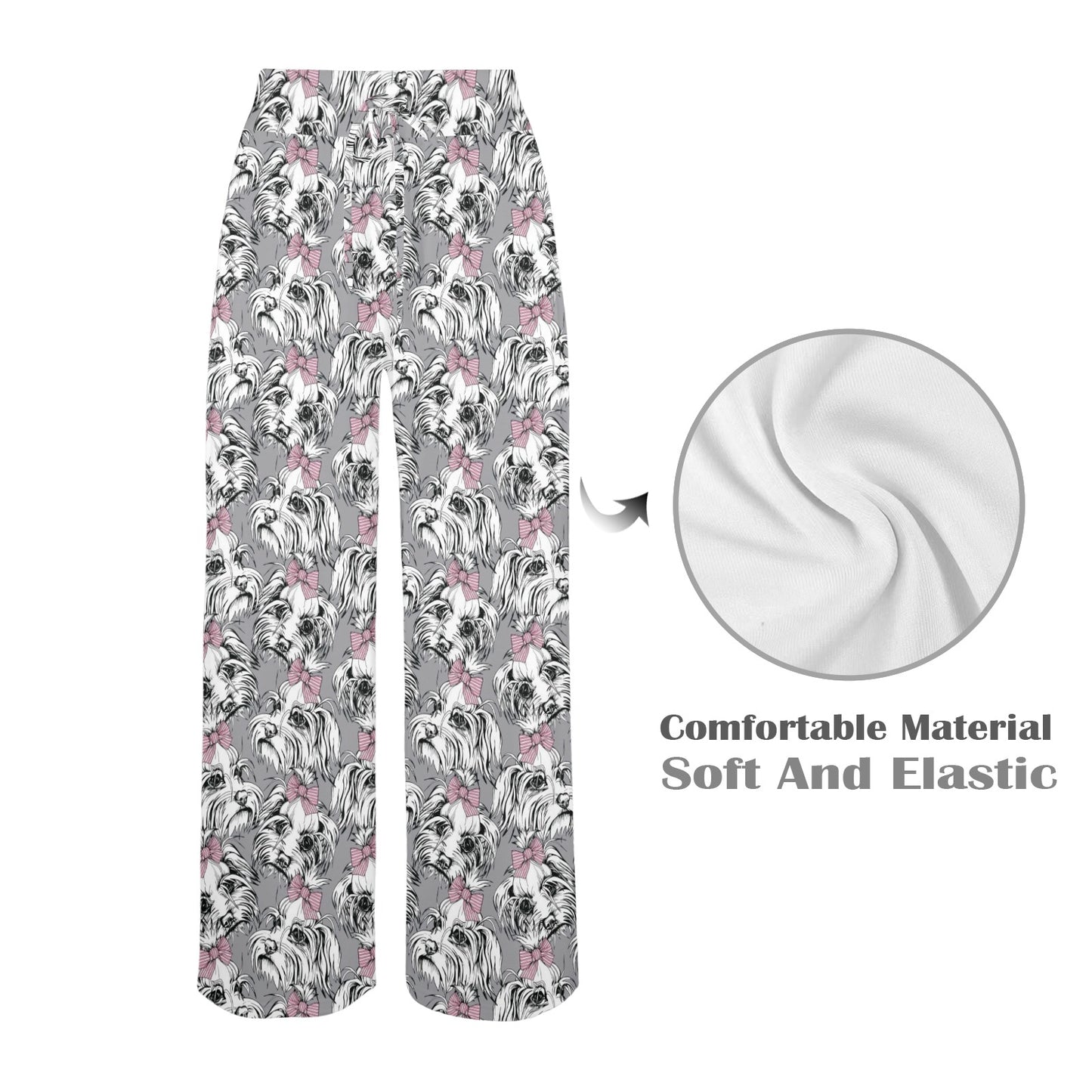 Maltese Pattern Print Design 01 Women's Wide Leg Lounge Pants