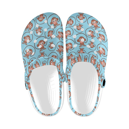 Monkey Cute Design Themed Print Unisex Clogs Shoes