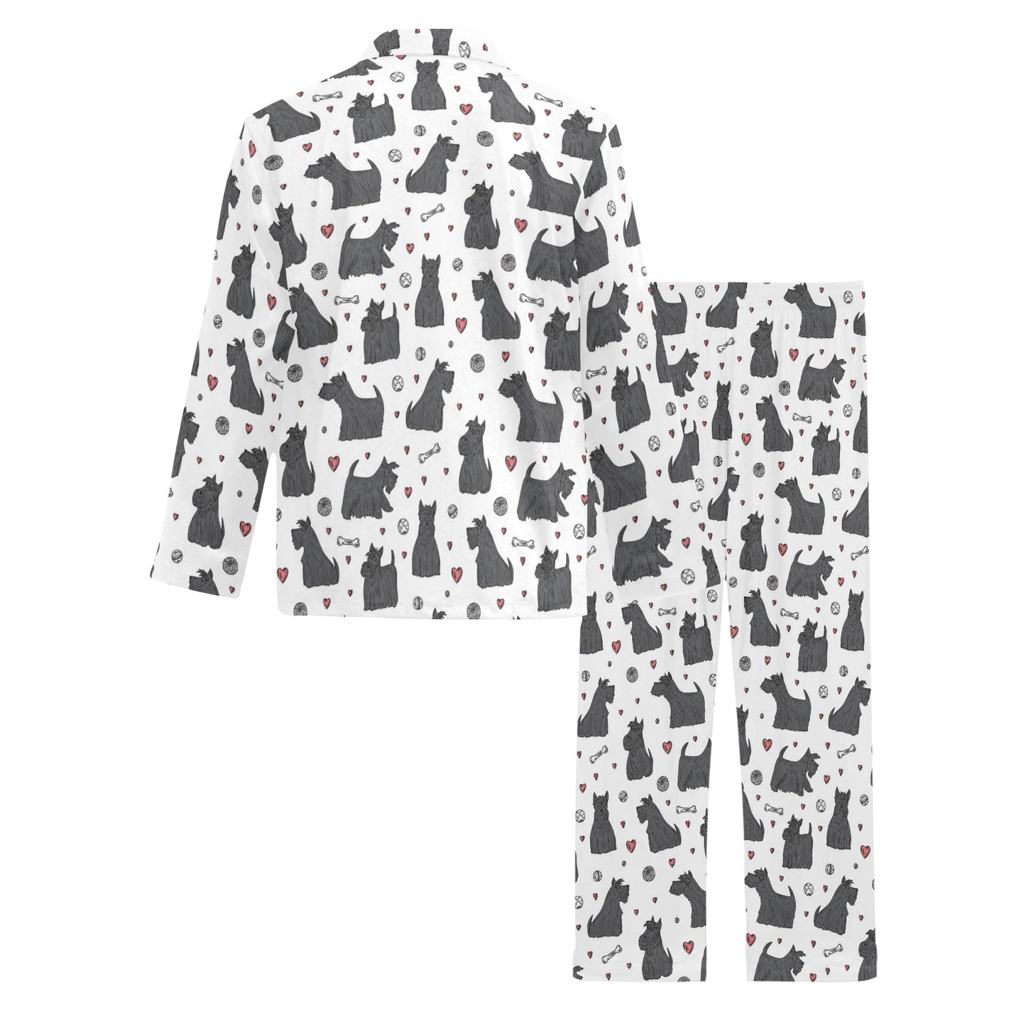 Scottish Terriers Print Design LKS3015 Men's Long Pajama Set