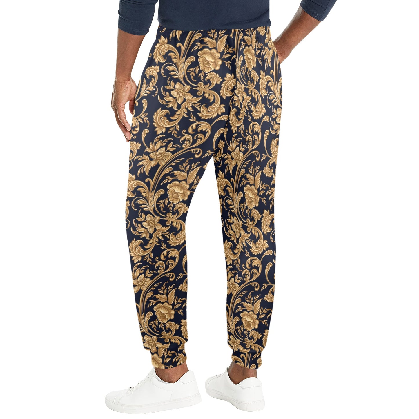 Baroque Golden Pattern Print Design 03 Men's Casual Track Pants