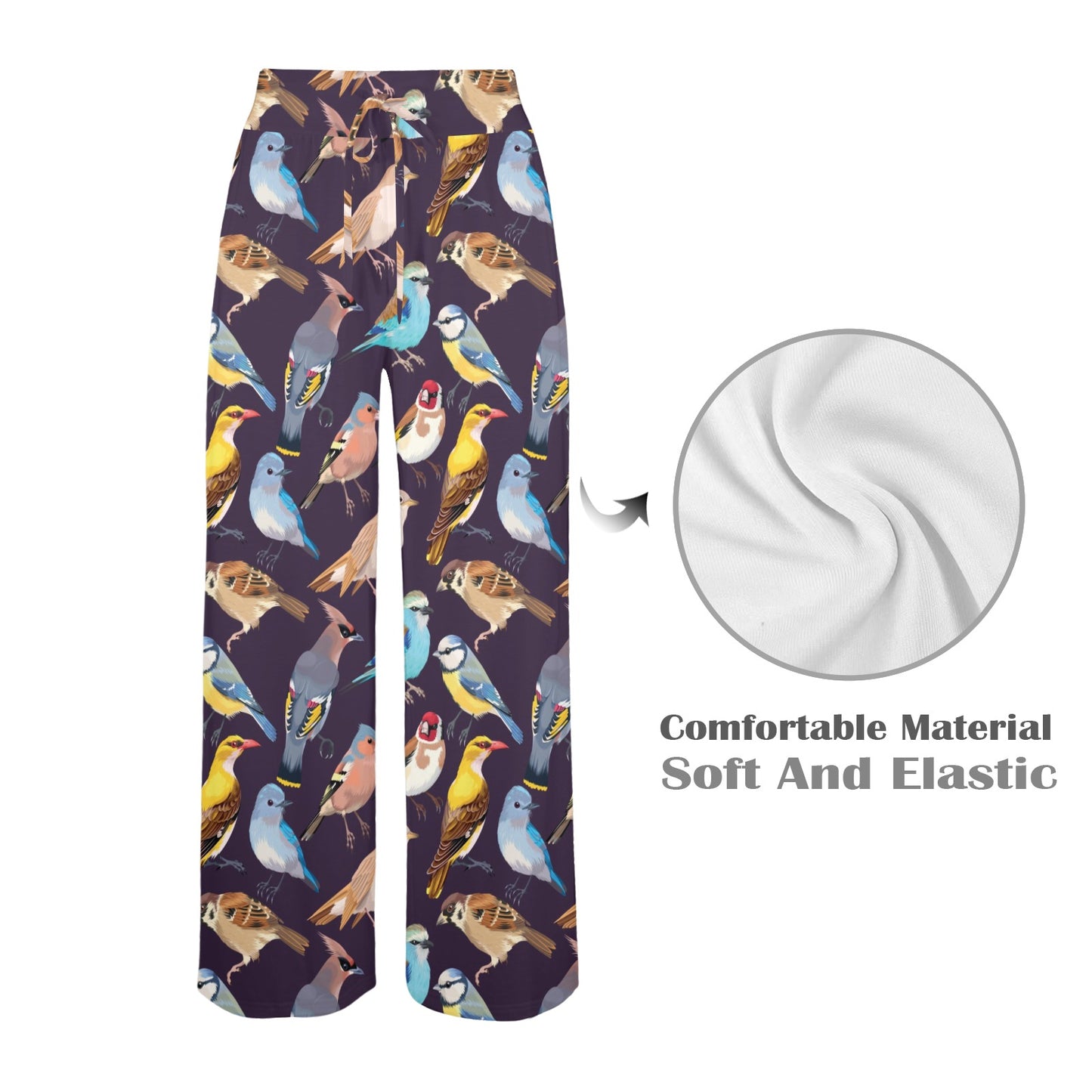 Bird Cute Print Pattern Women's Wide Leg Lounge Pants