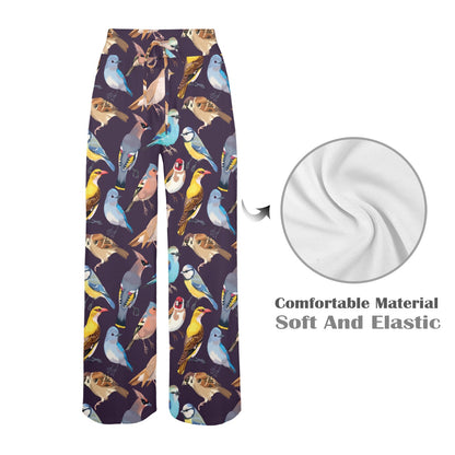 Bird Cute Print Pattern Women's Wide Leg Lounge Pants