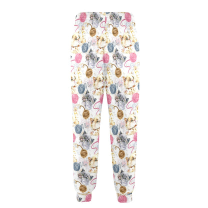 Cat Playing Yarn Pattern Print Design 07 Men's Casual Track Pants