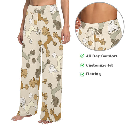 Poodle Pattern Print Design A01 Women's Wide Leg Lounge Pants