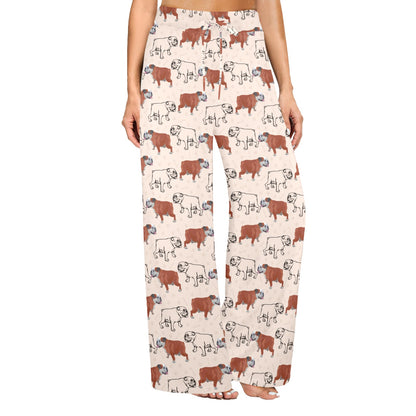Bulldogs Pattern Print Design 04 Women's Wide Leg Lounge Pants