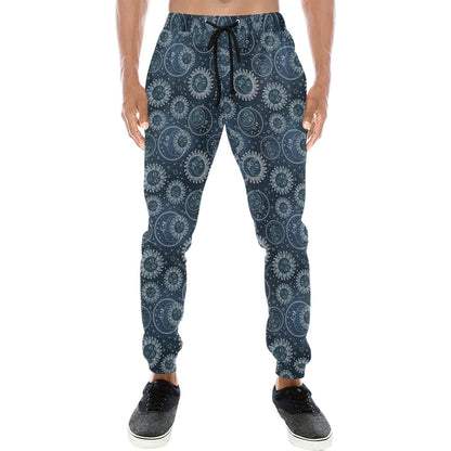 Sun Moon Tattoo Design Themed Print Men's Sweatpants