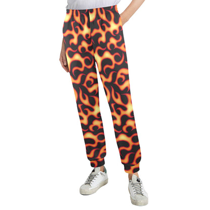 Flame Fire Themed Print Women's Casual Track Pants