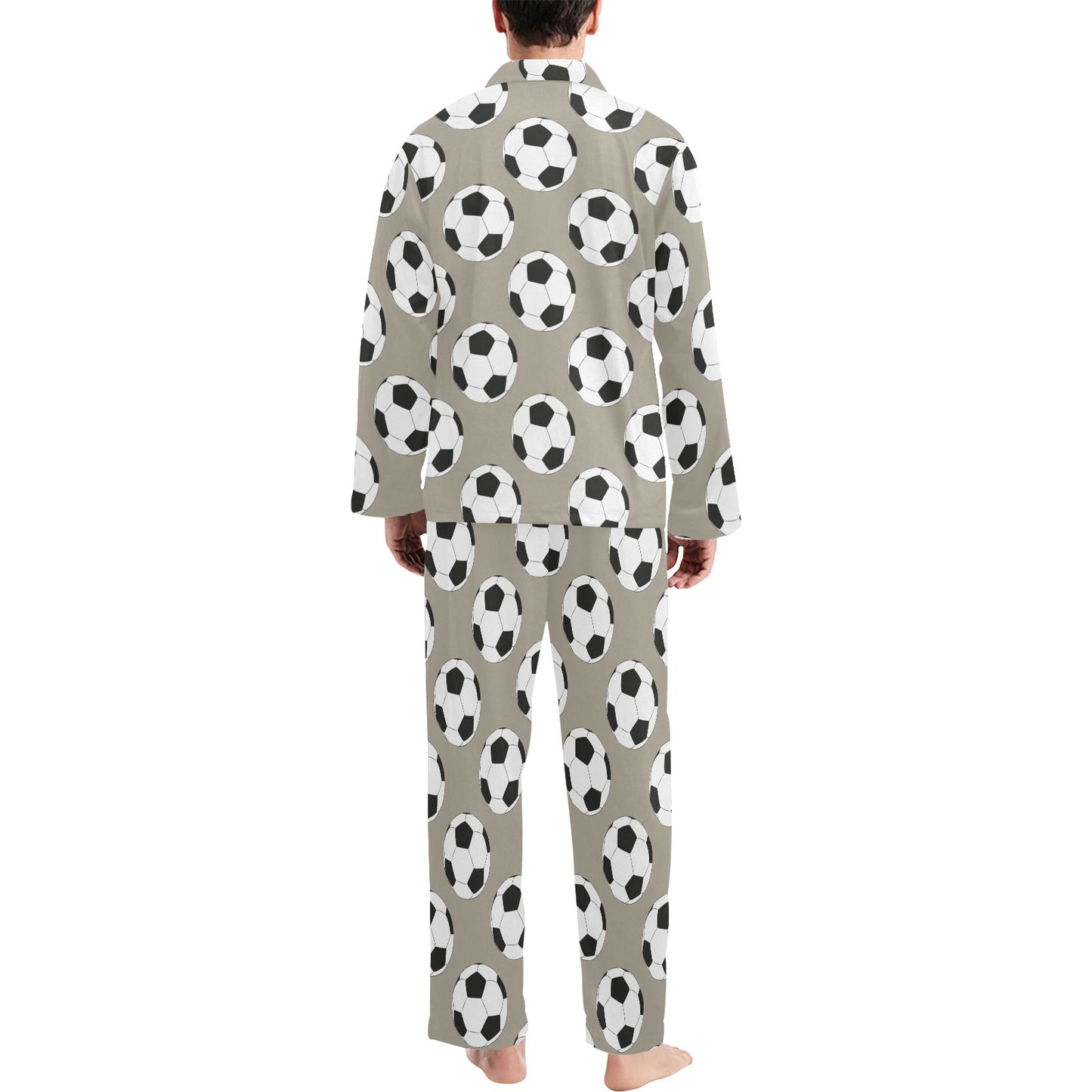 Soccer Ball Print Design LKS302 Men's Long Pajama Set