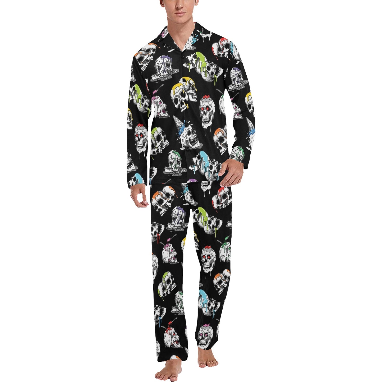 Skull Print Design LKS3013 Men's Long Pajama Set
