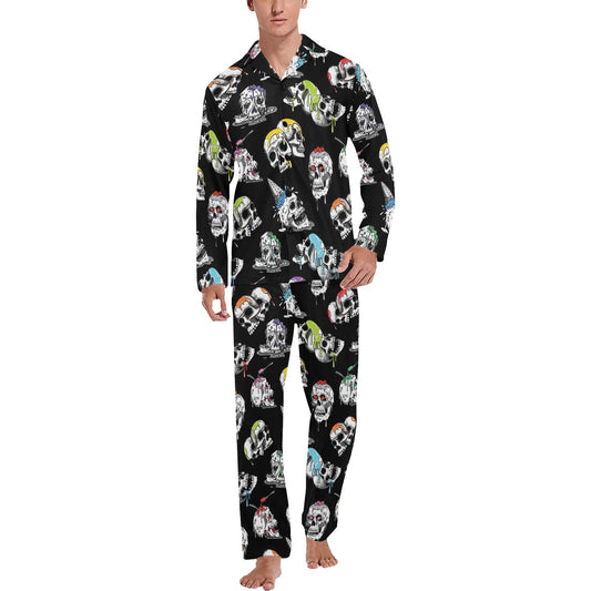 Skull Print Design LKS3013 Men's Long Pajama Set