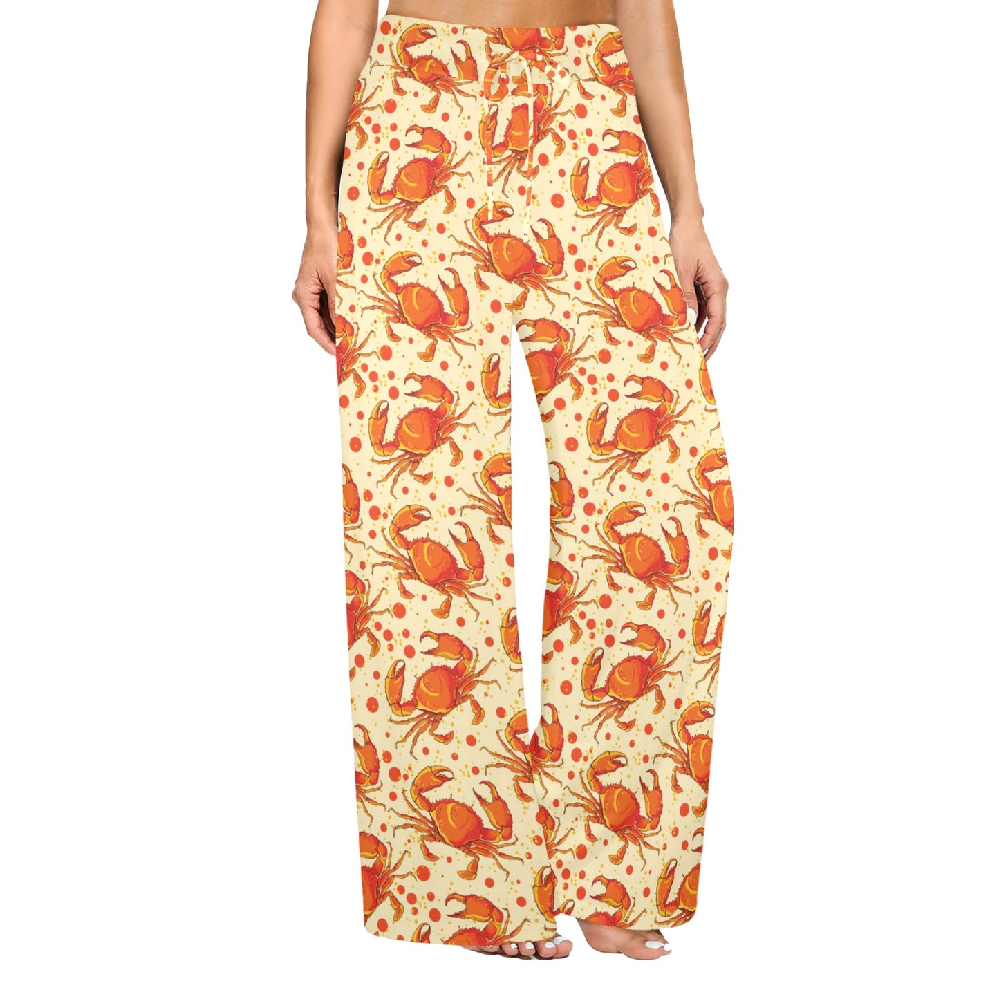 Crab Pattern Print Design 01 Women's Wide Leg Lounge Pants