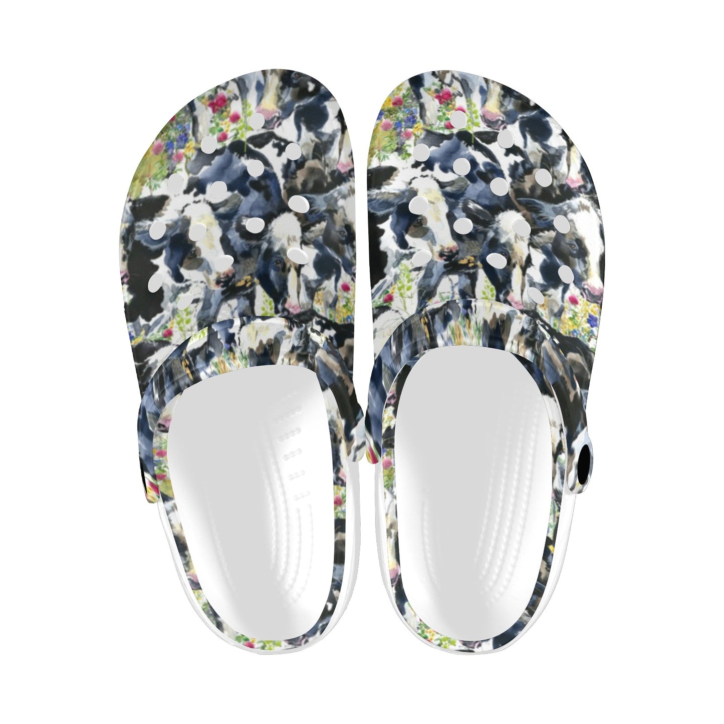 Cow Watercolor Print Pattern Unisex Clogs Shoes