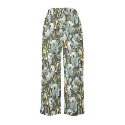 Koala Pattern Design Print Women's Wide Leg Lounge Pants