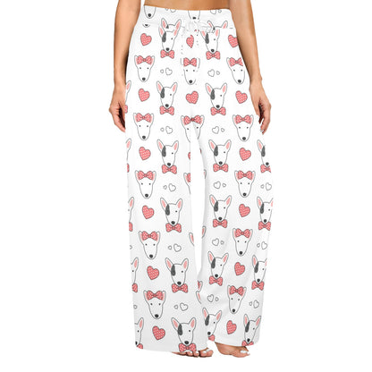 Bull Terriers Pattern Print Design 08 Women's Wide Leg Lounge Pants