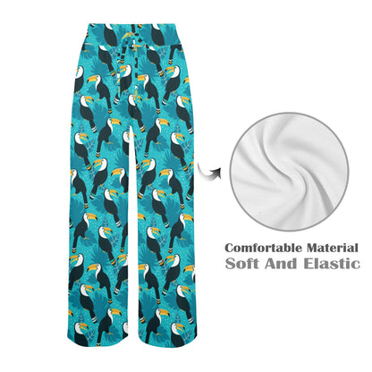 Toucan Parrot Pattern Print Women's Wide Leg Lounge Pants