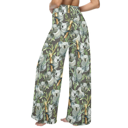 Koala Pattern Design Print Women's Wide Leg Lounge Pants