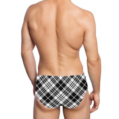 Plaid Black White Pattern Print Design A02 Men's Swimming Briefs