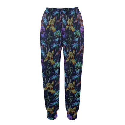 Dragonfly With Floral Print Pattern Women's Casual Track Pants