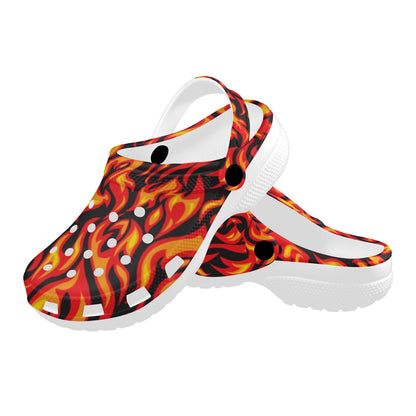 Flame Fire Print Pattern Unisex Clogs Shoes