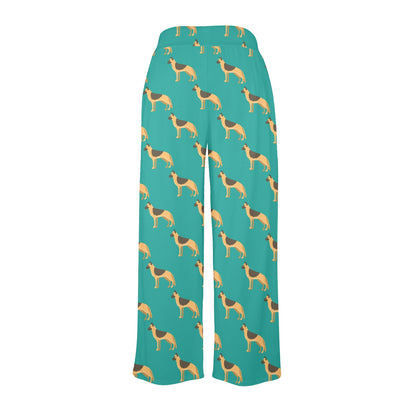 German Shepherd Design Print Pattern JJ0258 Women's Wide Leg Lounge Pants
