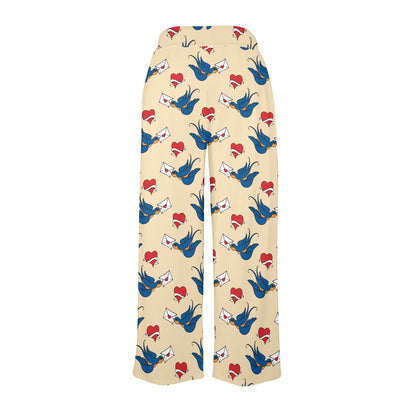 Swallow Bird Pattern Print Design 05 Women's Wide Leg Lounge Pants