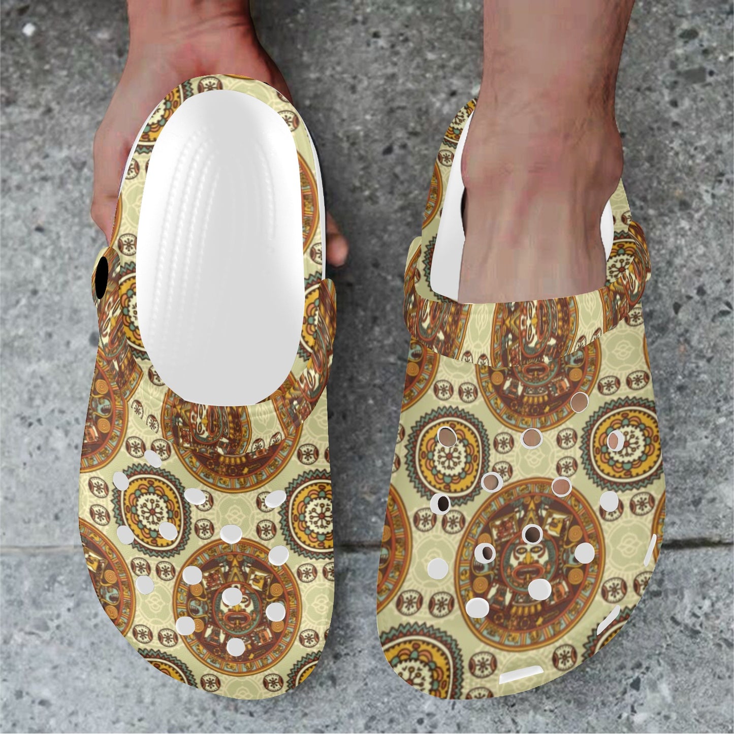 Calendar Aztec Themed Print Pattern Unisex Clogs Shoes