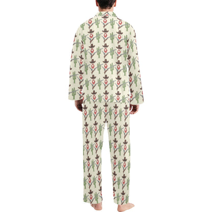 Western Cowboy Print Men's Long Pajama Set