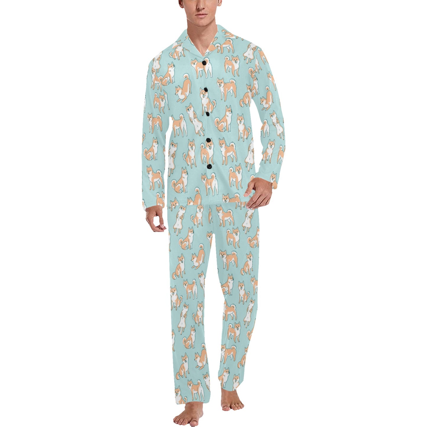 Shiba Inu Print Design LKS304 Men's Long Pajama Set